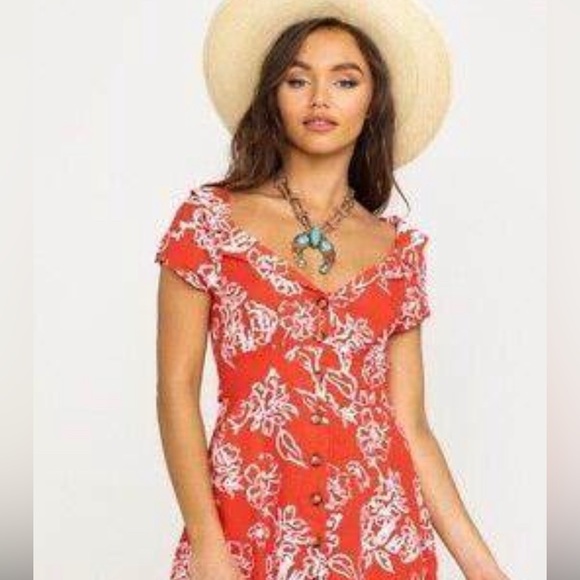 SOLD-NWT Free People A Thing Called Love Mini Dress Red Size 2 - Picture 2 of 9